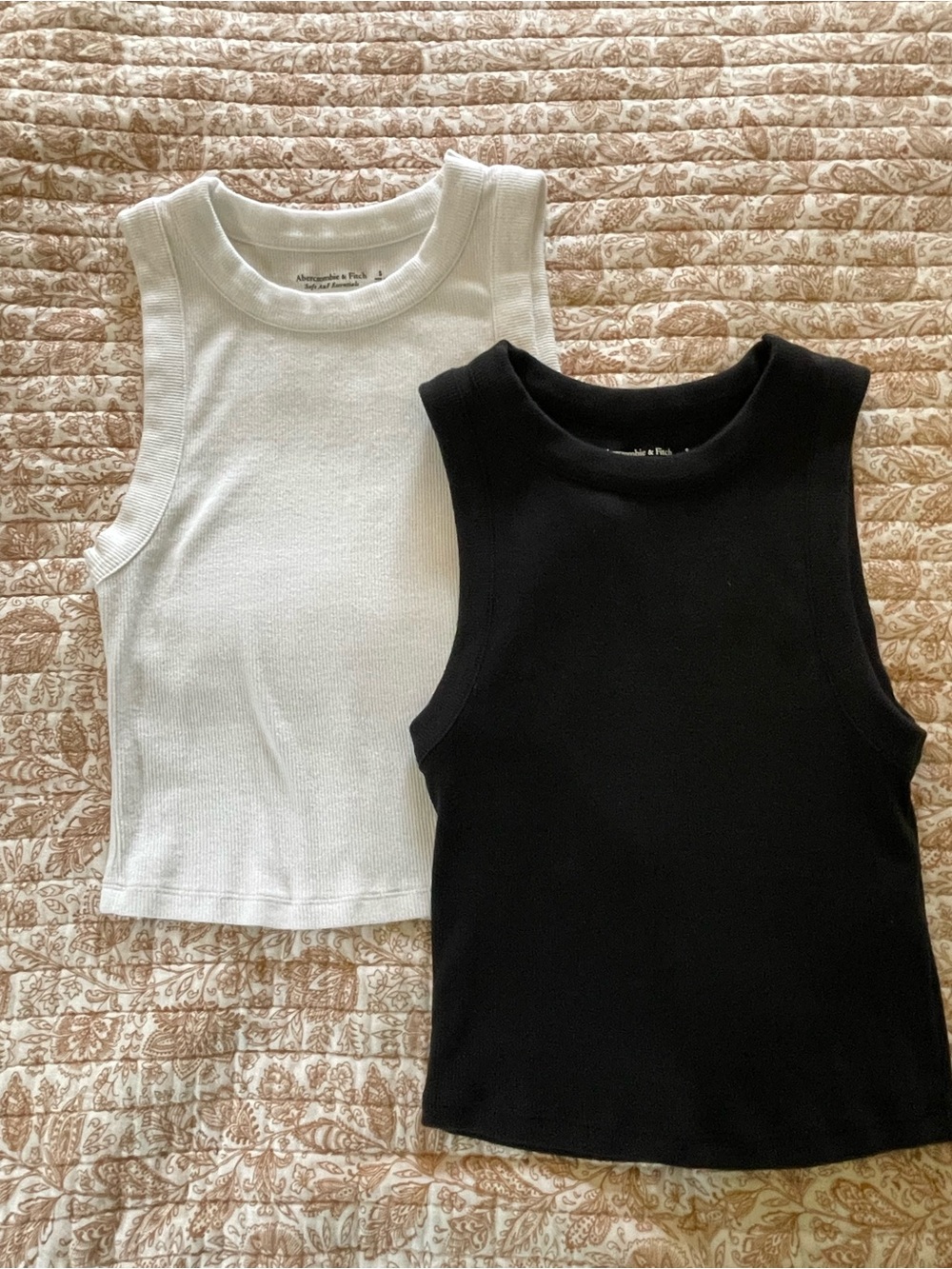 Abercrombie & Fitch Kids Black and White Ribbed Tank Tops - 2 Pack